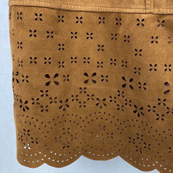 Taylor & Sage Brown Shift Dress Faux Suede Cutouts Large - Picture 4 of 13